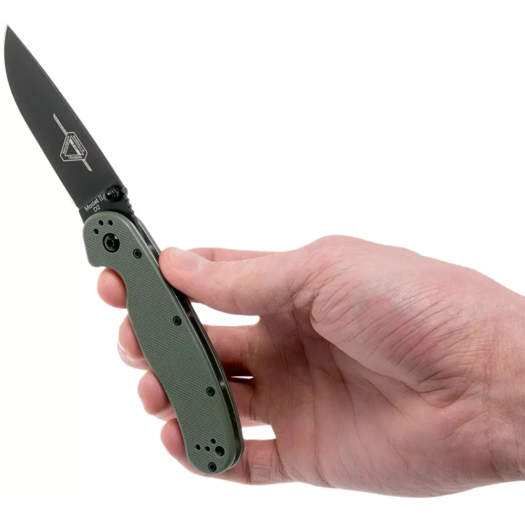 Ніж Ontario Knife RAT II D2 OD Green, Black Blade (ON8830OD) - зображення 5