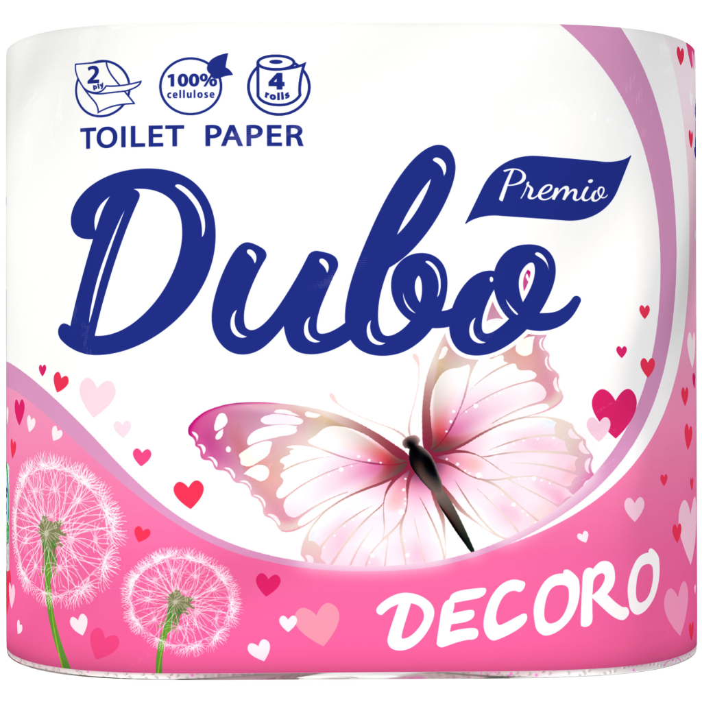 Туалетний папір Диво Premio Decoro з червоним тисненням 2 шари 4 рулони (4820003833018) - зображення 1