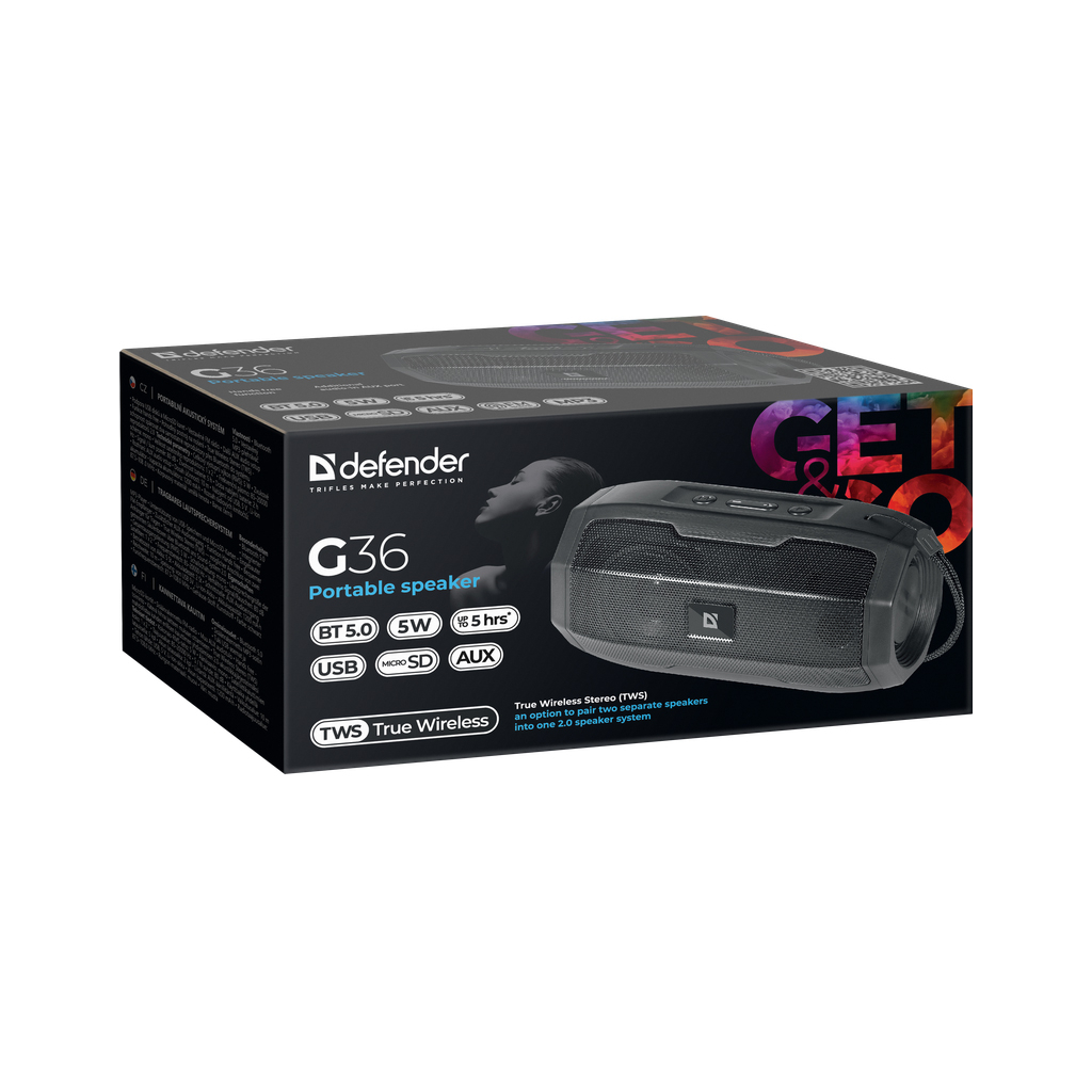 Акустична система Defender G36 5Вт FM/microSD/USB Black (65036) - зображення 6