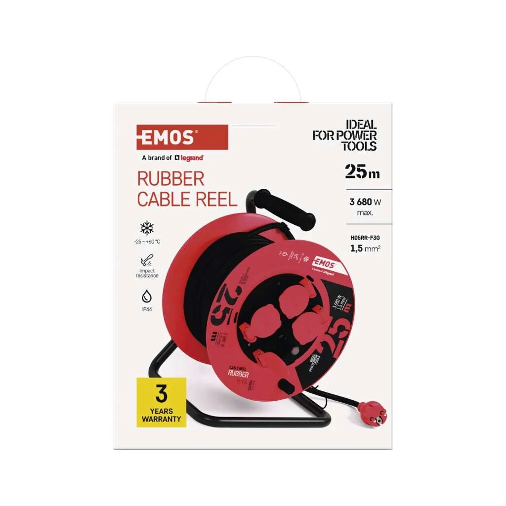 Мережевий подовжувач EMOS катушка 4 роз., 25 м (P08225) - зображення 7
