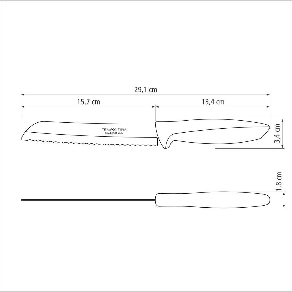 Кухонний ніж Tramontina Plenus Light Grey Bread 178 мм (23422/137) - зображення 3