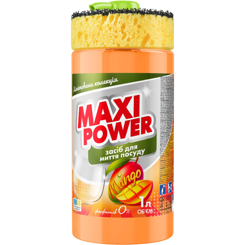 Засіб для ручного миття посуду Maxi Power Манго 1 л (4820204702076) - зображення 1