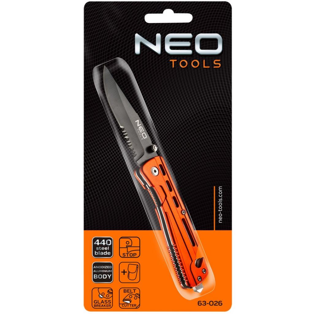 Ніж Neo Tools складаний з фiксатором, з лезом для розрiзання ременiв (63-026) - зображення 2