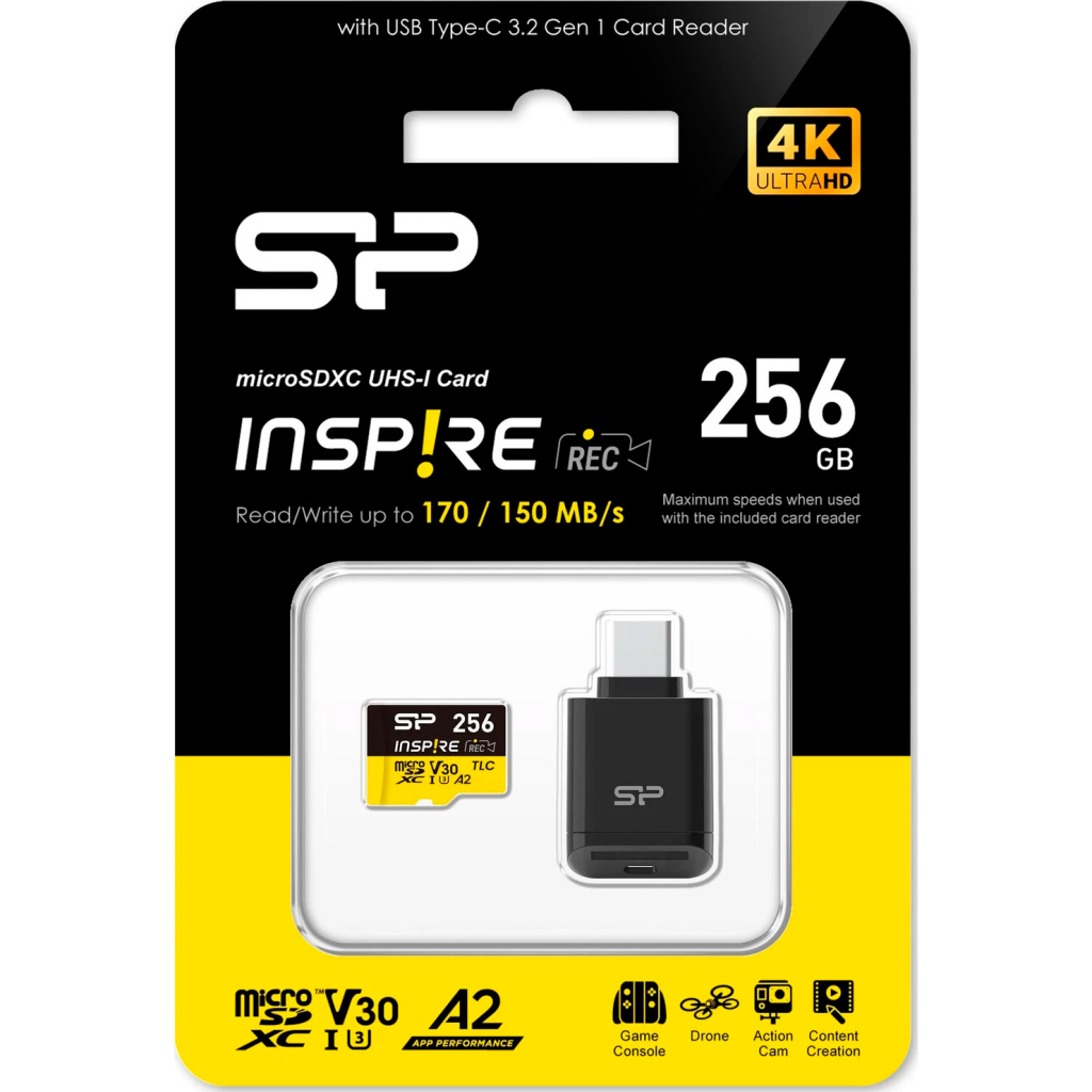 Карта пам'яті Silicon Power 256GB microSDXC class 10 UHS-I U3 V30 A1 Inspire (SP256GBSTXLA2V1NSP) - изображение 4