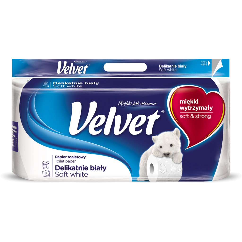 Туалетний папір Velvet Делікатний 3 шари 8 рулонів 153 відриви (5901478999009) - зображення 1