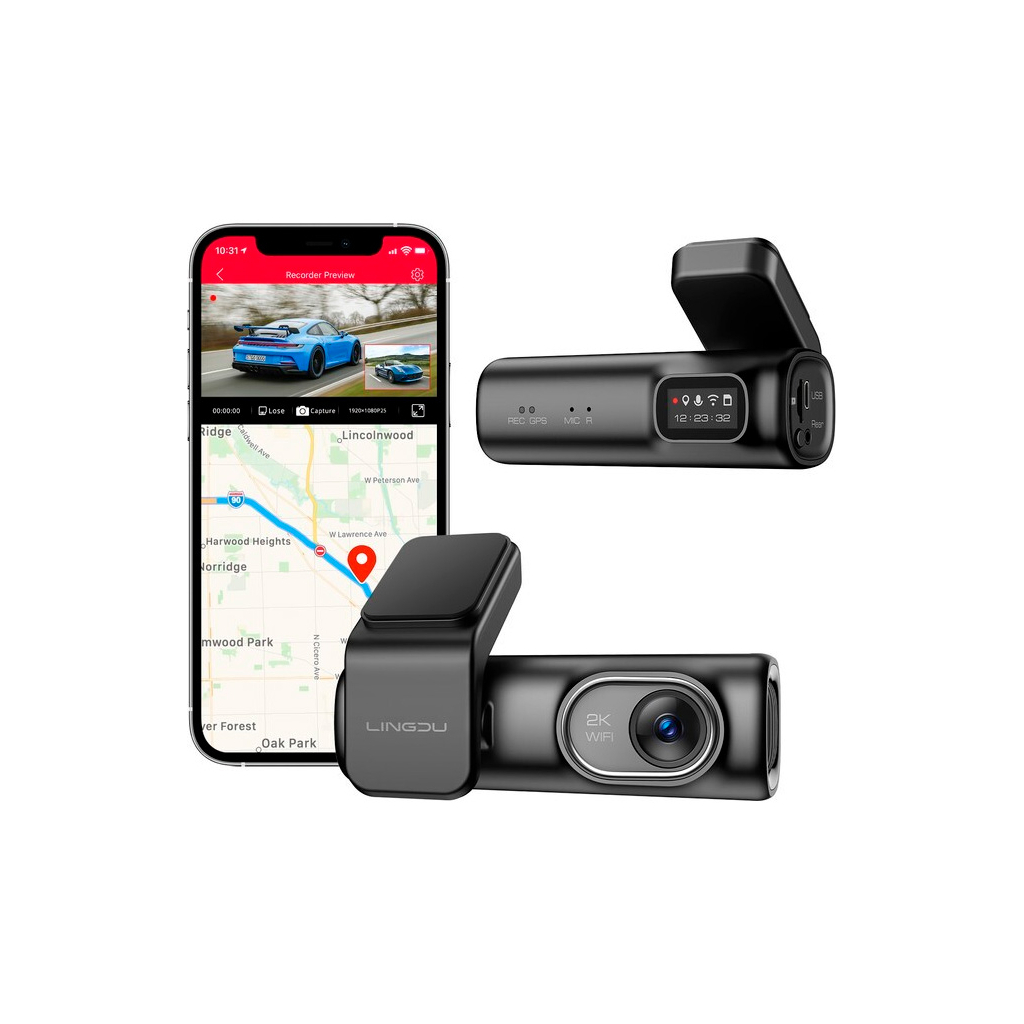 Відеореєстратор LINGDU Dash Cam D200 + Micro SD 64GB - зображення 2