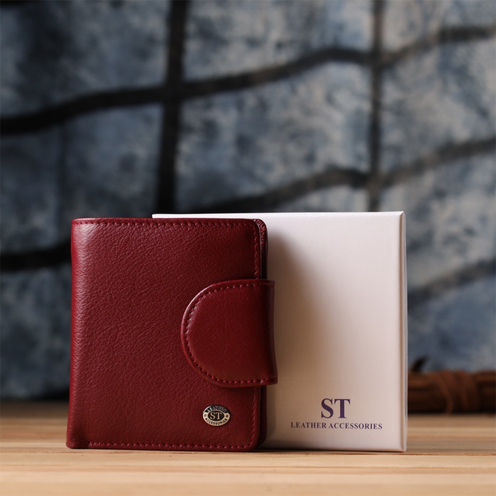 Гаманець ST Leather З натуральної шкіри Бордовий (23071) - зображення 11