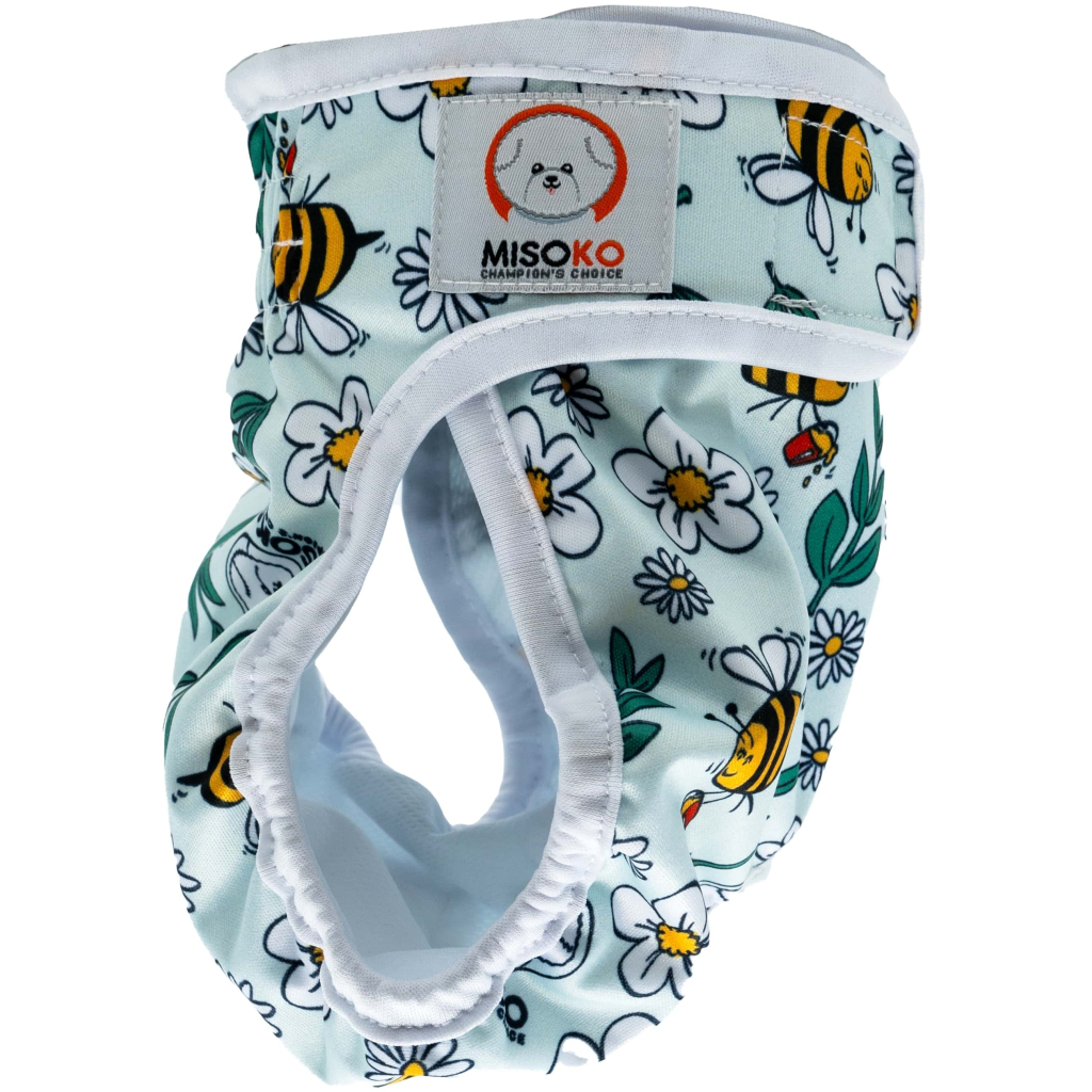 Підгузки для тварин MISOKO&CO багаторазові для собак-сук, з бджолами, XXL 1 шт. світло-блакитні (HAINMSK63946) - изображение 2