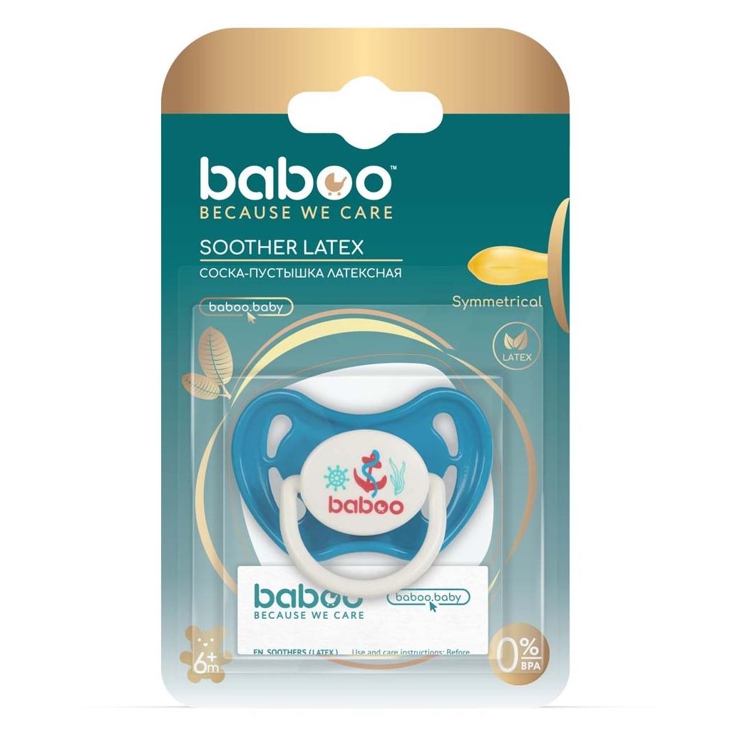 Пустушка Baboo латексна, блакитна, Marine, 6+ міс (5-042) - зображення 4