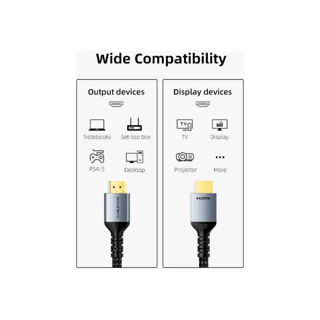 Кабель мультимедійний HDMI M to HDMI M 3.0m V2.1 8K60Hz Cabletime (CA915842) - зображення 5
