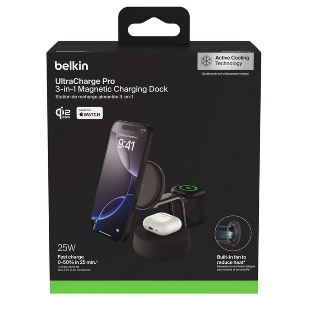 Зарядний пристрій Belkin UltraCharge Pro Wireless 3-in-1 25W charcoal (WIZ040KQCH) - зображення 8