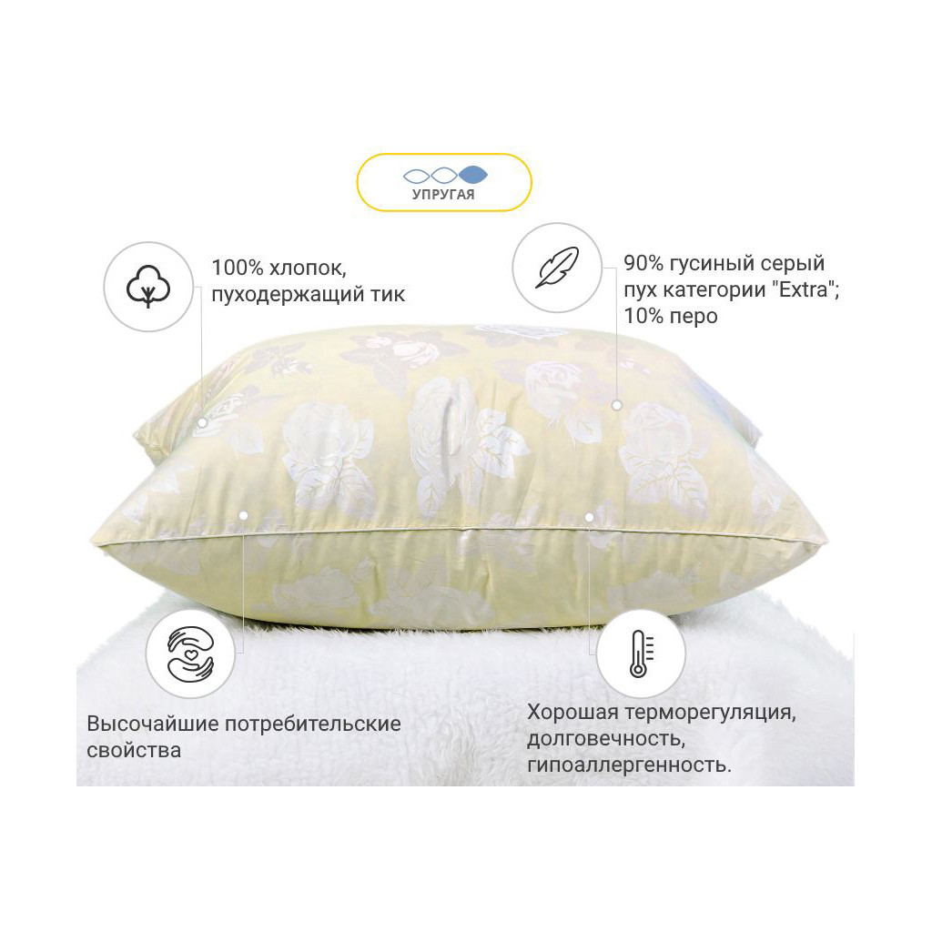 Подушка MirSon пухова Extra 108 пружна 40x60 см (2200000017932) - изображение 3