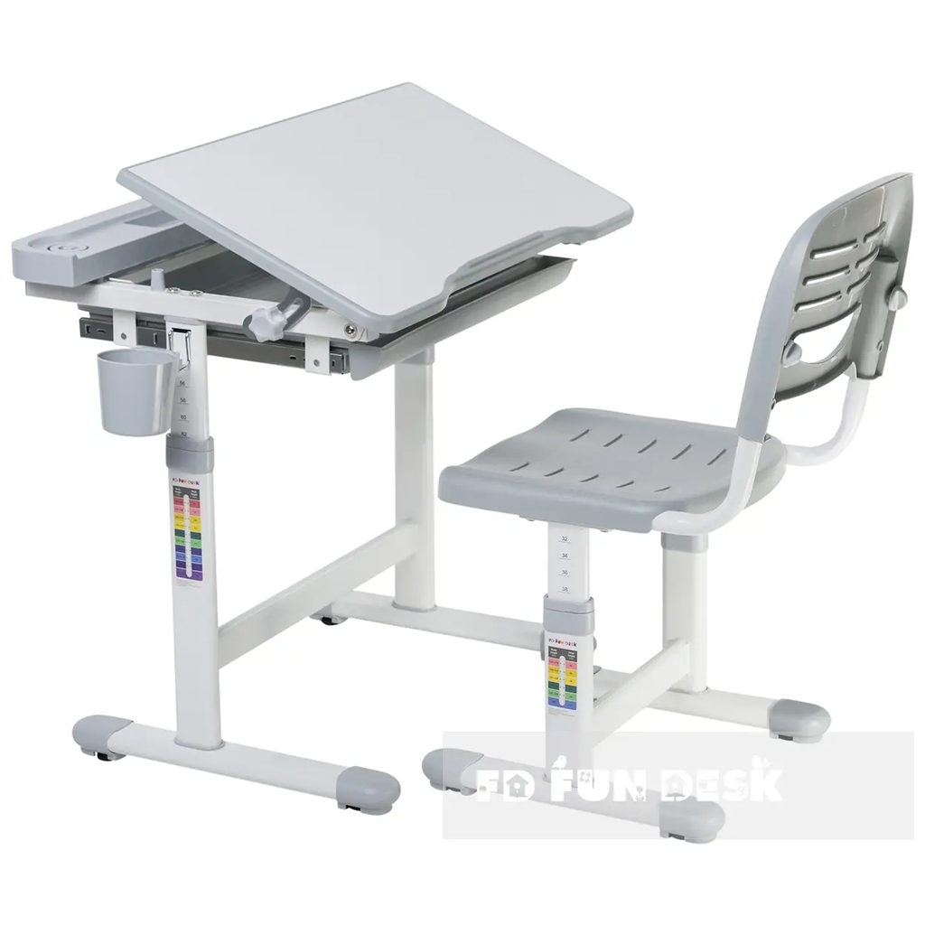 Парта зі стільцем FunDesk Cantare Grey - зображення 2