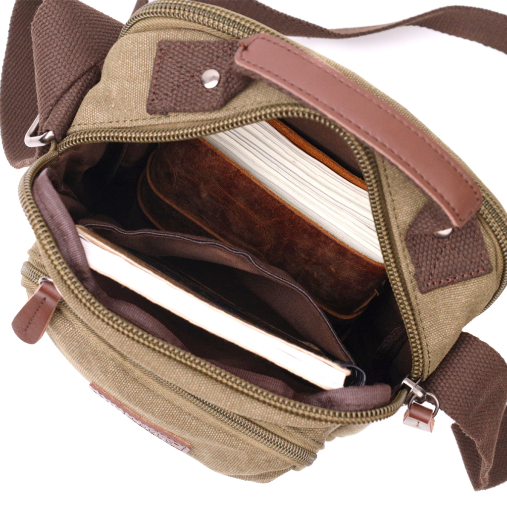 Сумка Vintage Вертикальна з текстилю Оливкова (22238) - зображення 7