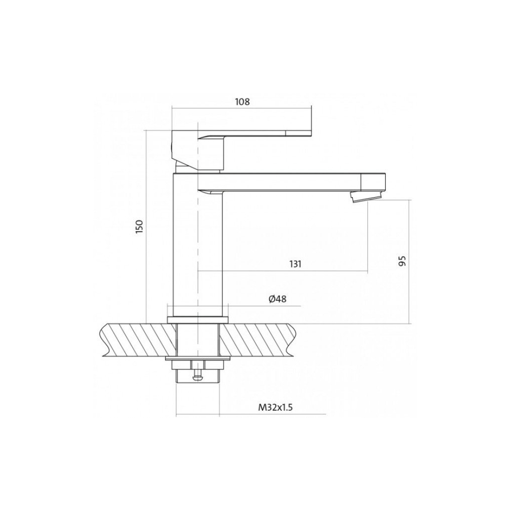 Змішувач Cersanit ELIO для умивальника з металевим донним клапан (S951-147) - зображення 2