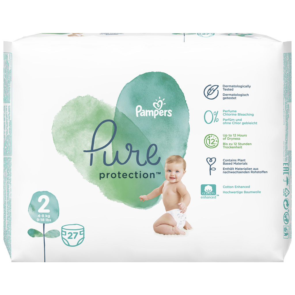 Підгузки Pampers Pure Protection Розмір 2 Mini 4-8 кг 27 шт. (8001841023205) - зображення 2