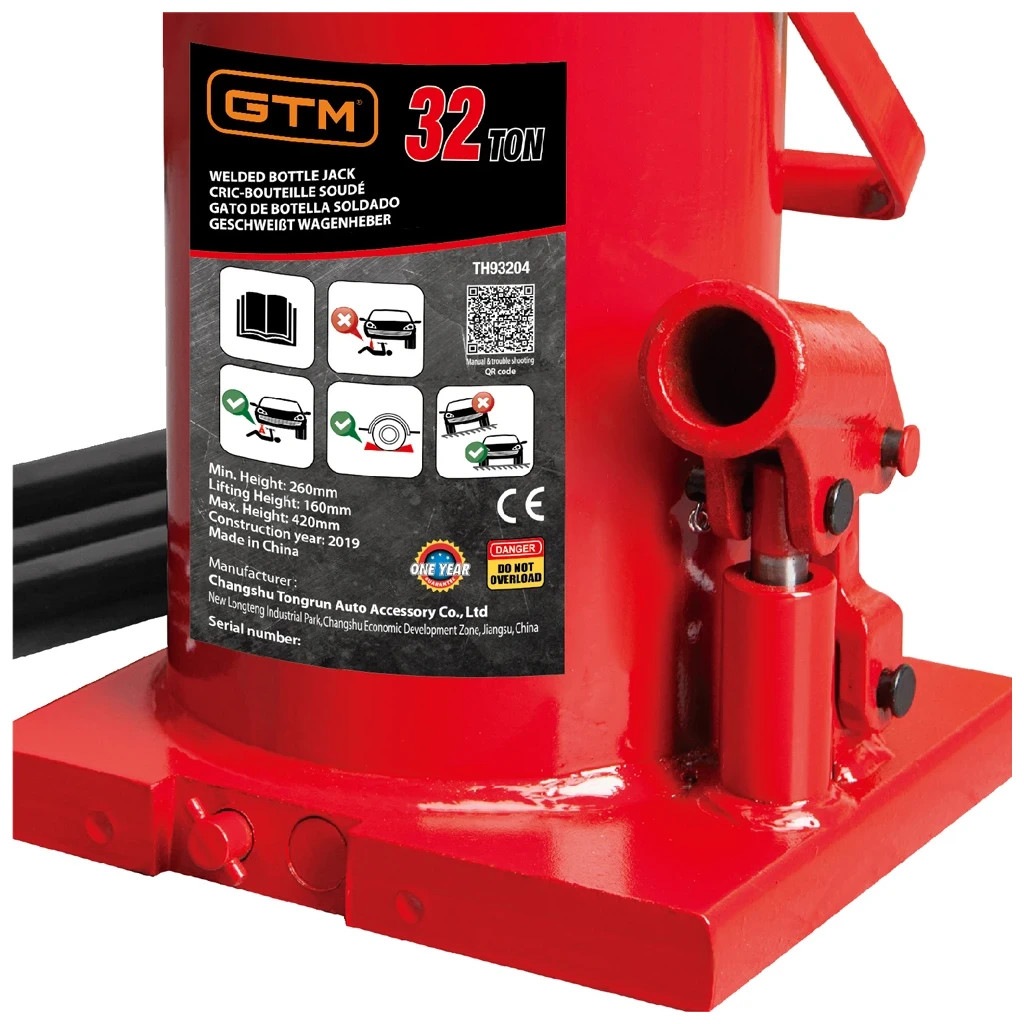 Домкрат GTM гідравлічний пляшковий 32т (260-420мм) (TH93204) - изображение 3