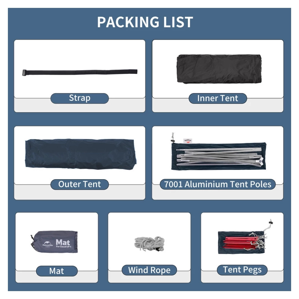 Намет Naturehike надлегкий тримісний з футпринтом Cloud Up 3 UL NH18T030-T-T, 20D, темно-синій (6927595783290) - зображення 6