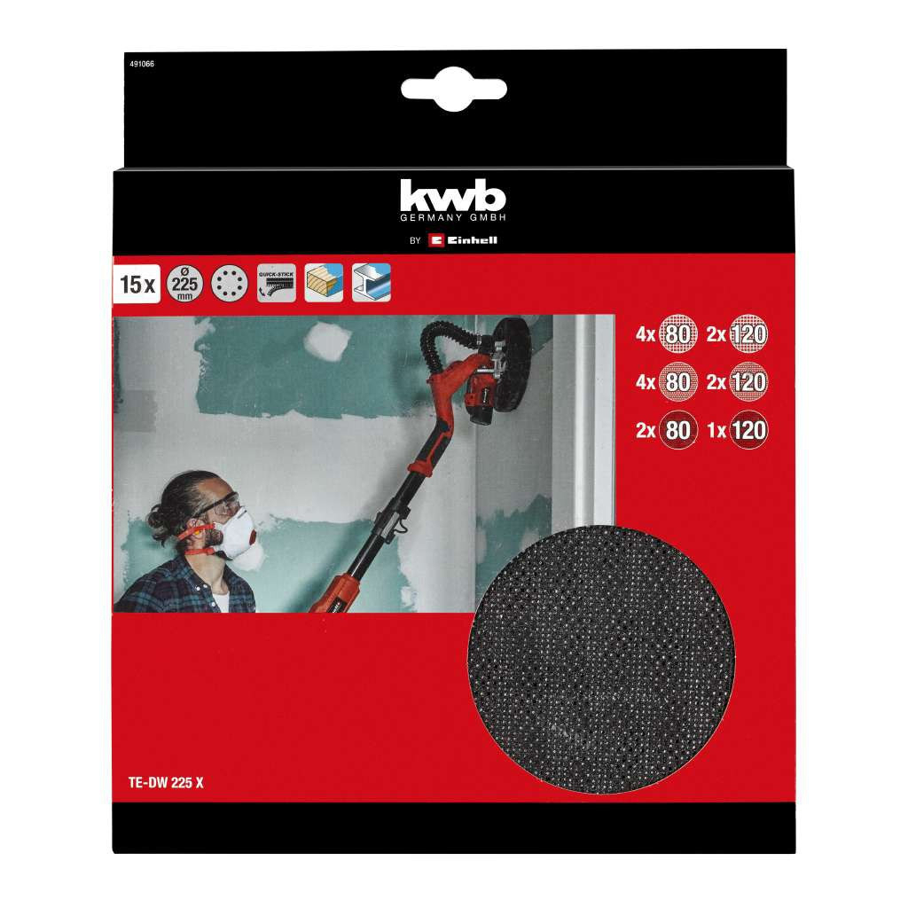 Наждачний папір Einhell KWB 15 шт, 225 мм круги, до TE-DW 225 X (491066) - зображення 3