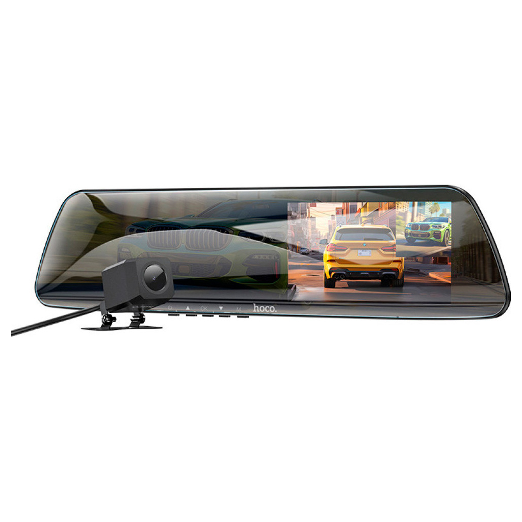Відеореєстратор HOCO DV4 4.5-inch rearview mirror driving recorder dual-channel Black (6942007616782) - зображення 1