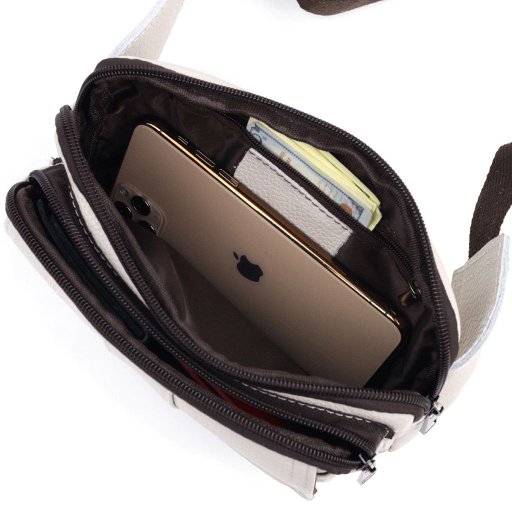 Сумка Vintage На пояс з натуральної шкіри Біла (21305) - зображення 6