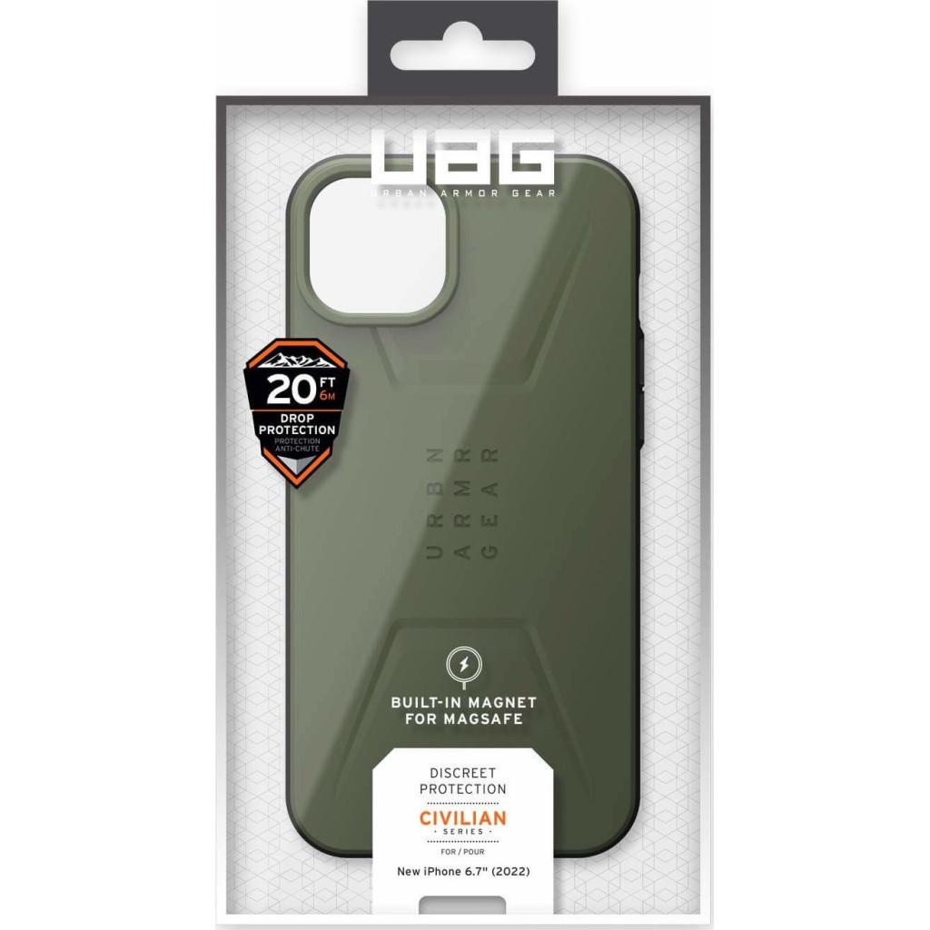 Чохол до мобільного телефона UAG Apple iPhone 14 Plus Civilian Magsafe, Olive (114037117272) - изображение 12