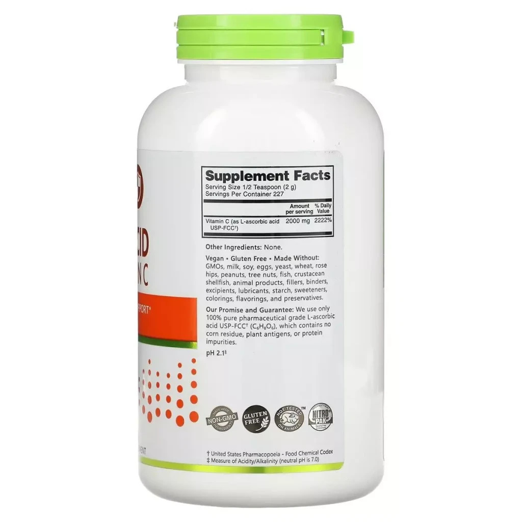 Вітамін NutriBiotic Аскорбінова кислота у порошку, Вітамін C, Ascorbic Acid, 100% Pur (NBC-00201) - зображення 2