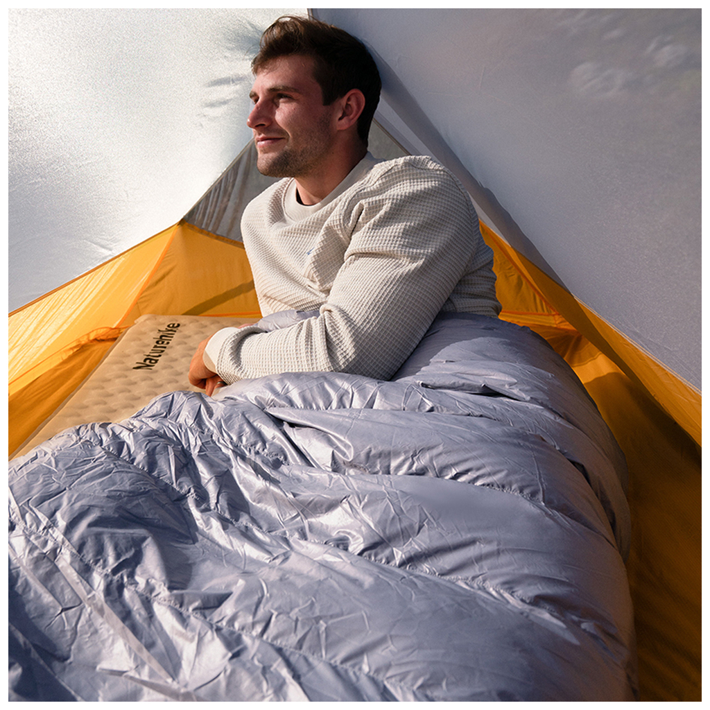 Спальний мішок Naturehike CW400 NH18C400-D, p-р L, жовто-сірий (6976507666848) - зображення 6