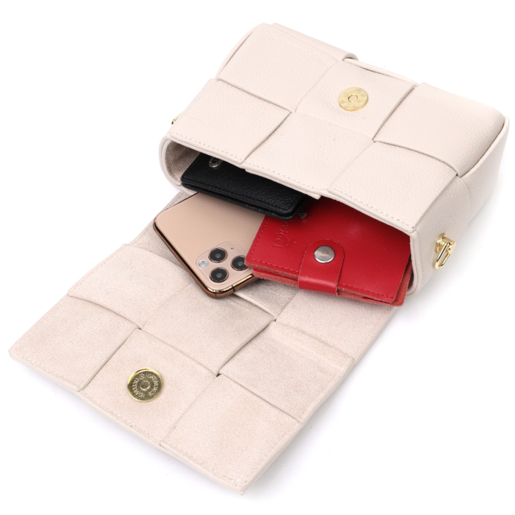 Сумка Vintage Вечірня Жіноча з переплетами з натуральної шкіри Біла (22311) - зображення 8