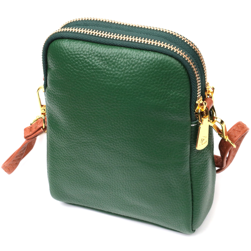 Сумка Vintage Трапеція з натуральної шкіри Зелена (22268) - зображення 2