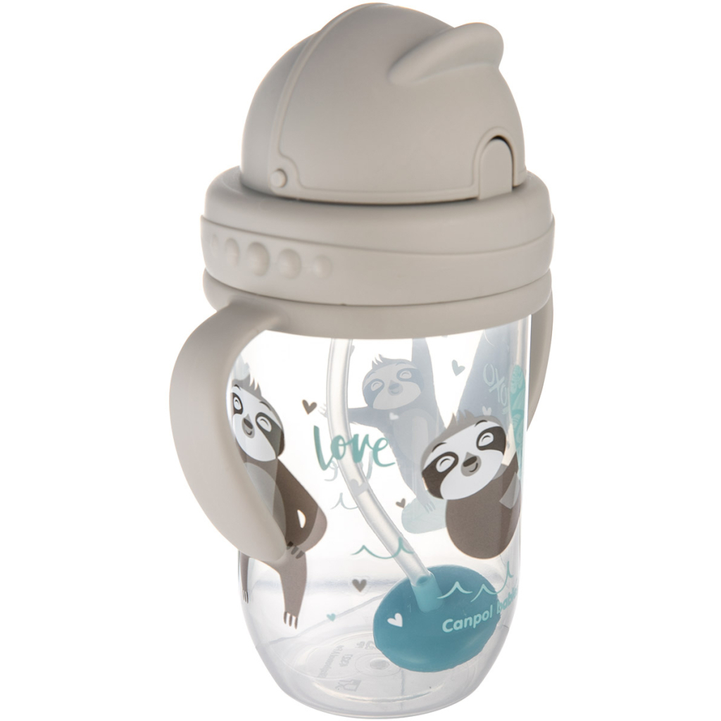 Поїльник-непроливайка Canpol babies Exotic Animals з трубочкою і обтяжувачем 270 мл Сіра (56/606_grey) - зображення 3