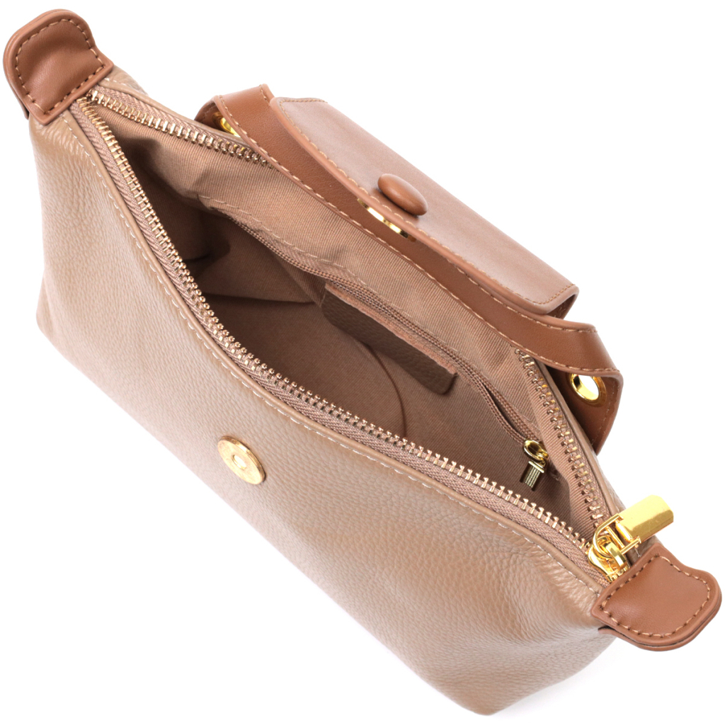 Сумка Vintage Жіноча з клапаном з натуральної шкіри Бежева (22251) - зображення 7