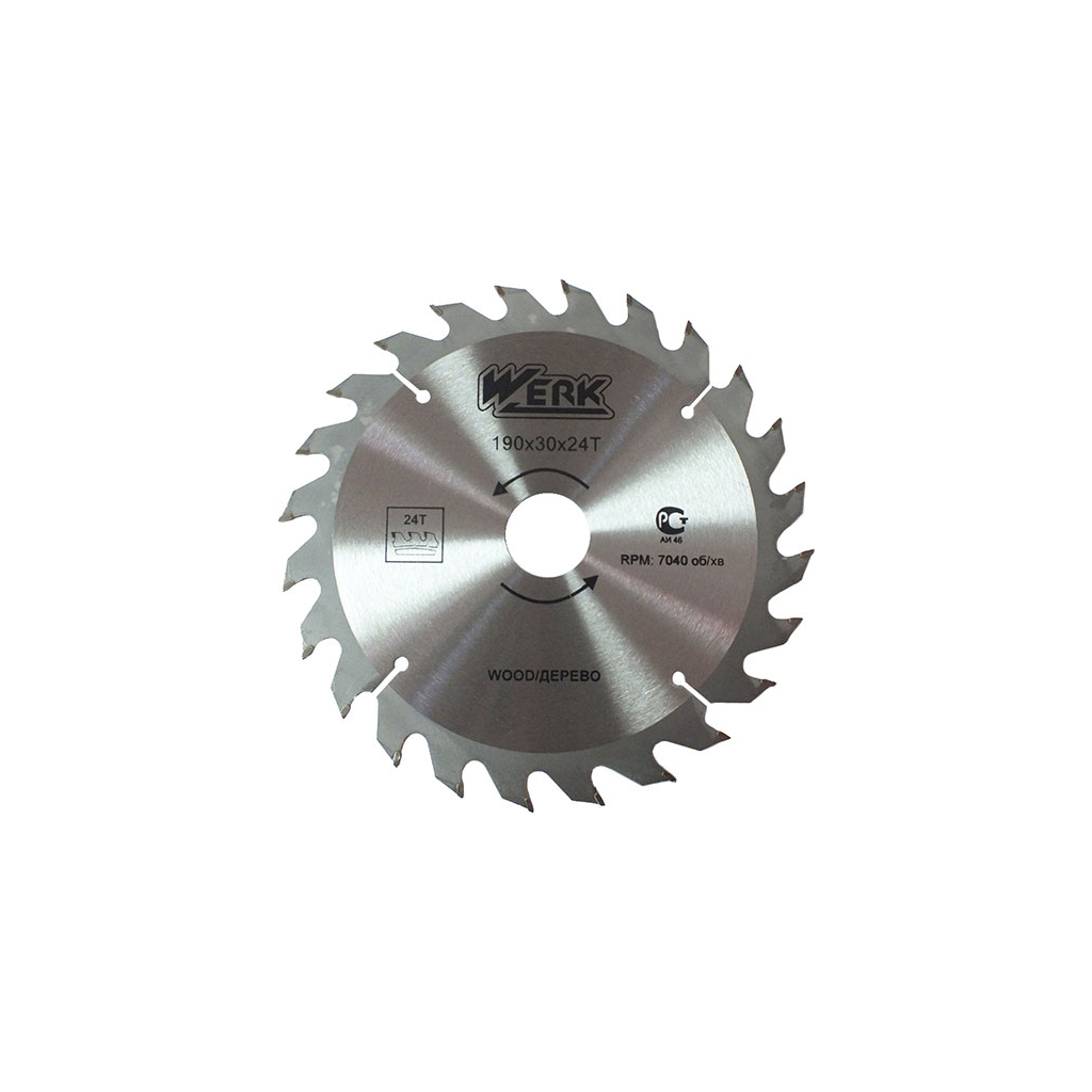 Диск пильний Werk по дереву - 190х30 24 зуб. (36106) - зображення 1