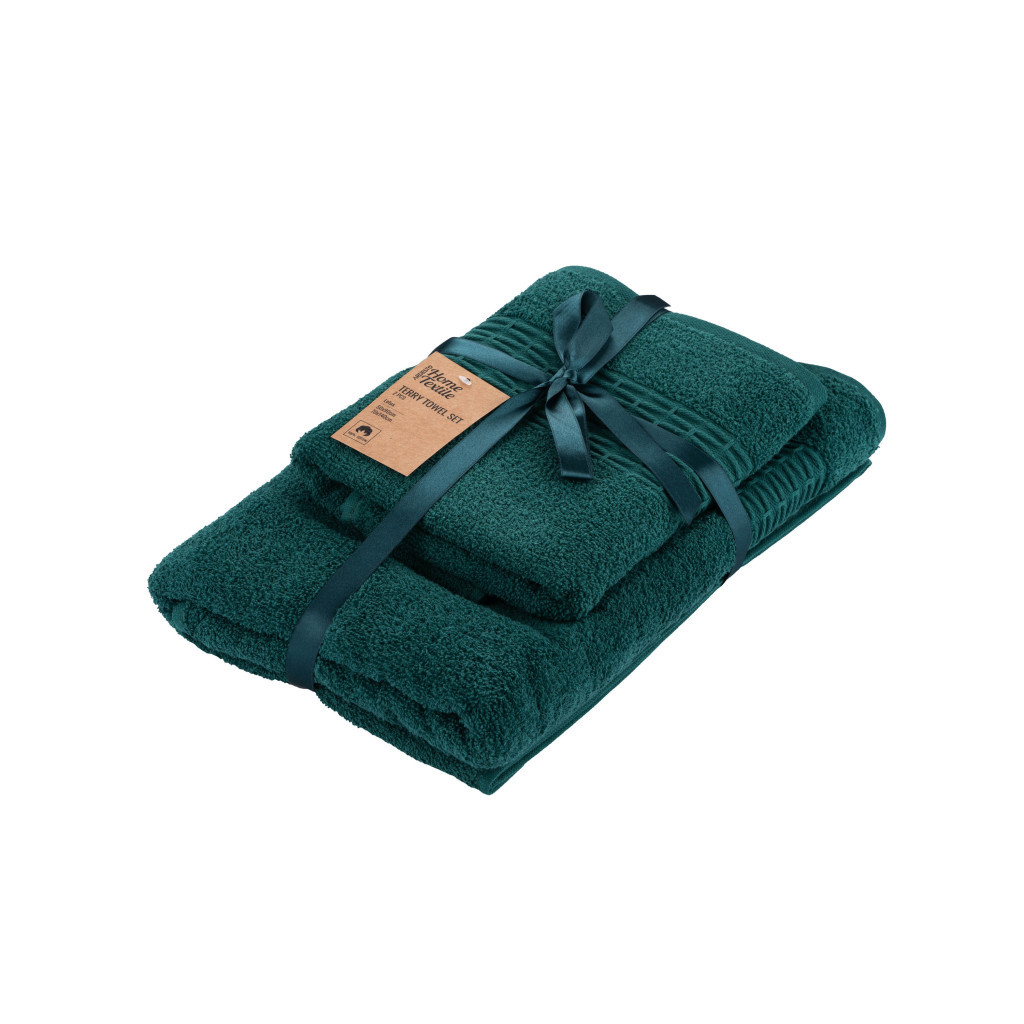 Рушник Ardesto набір махрових Lotus 2 шт 50х90см, 70х140см, 100% бавовна, смарагд (ART2357EM) - изображение 1