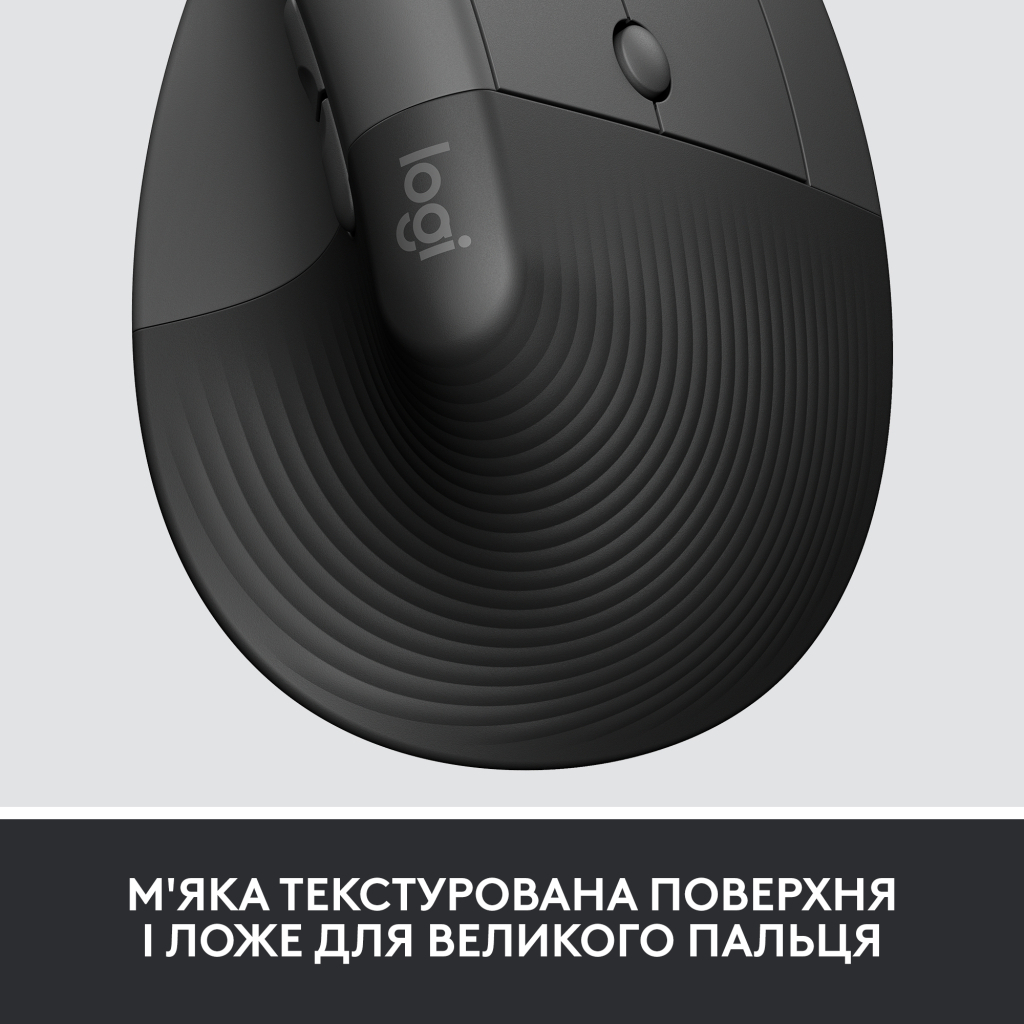 Мишка Logitech Lift Vertical Ergonomic Wireless/Bluetooth for Business Graphite (910-006494) - зображення 3