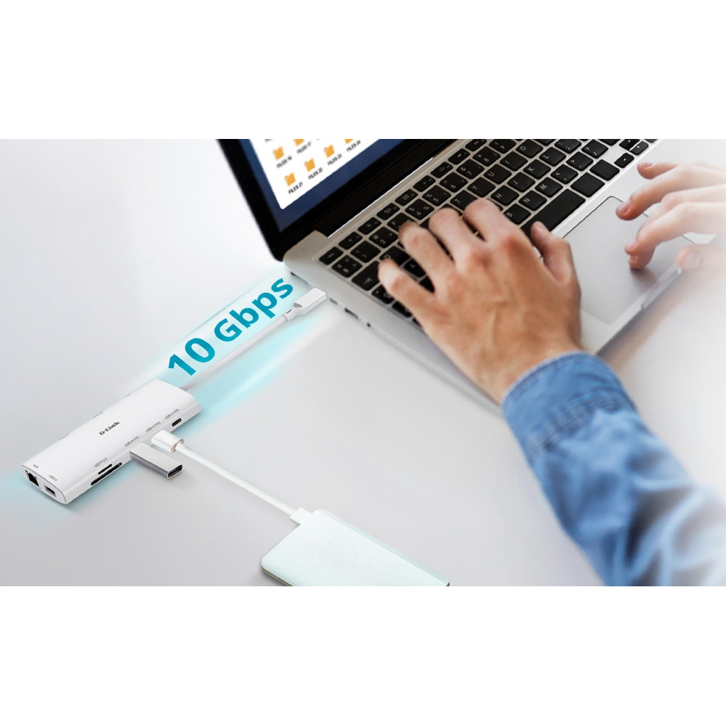 Концентратор D-Link USB-C 10-in-1 2xHDMI + 1xRJ45 1000Mbps + 2xUSB-C + USB 3.1 + USB 3.0 + SD + TF silver (DUP-A01) - зображення 2