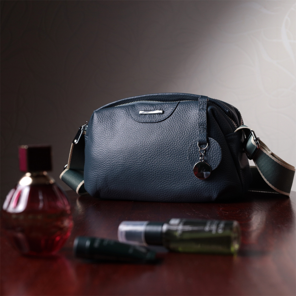 Сумка Vintage З двома відділеннями з натуральної шкіри Синя (22595) - зображення 11