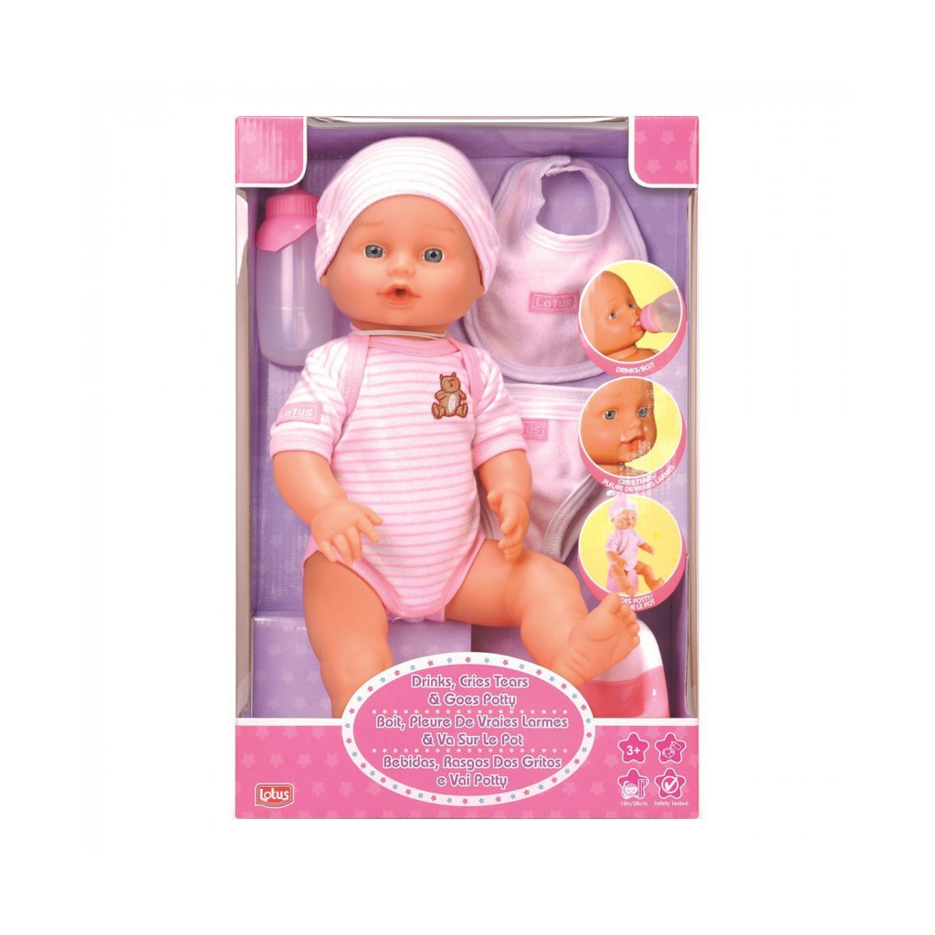 Пупс Lotus функціональний з аксесуарами 38 см , рожевий (6534081) - зображення 1