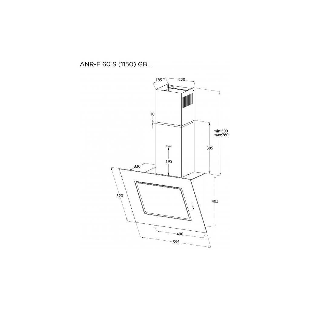 Витяжка кухонна Pyramida ANR-F 60 S (1150) GIV - зображення 7