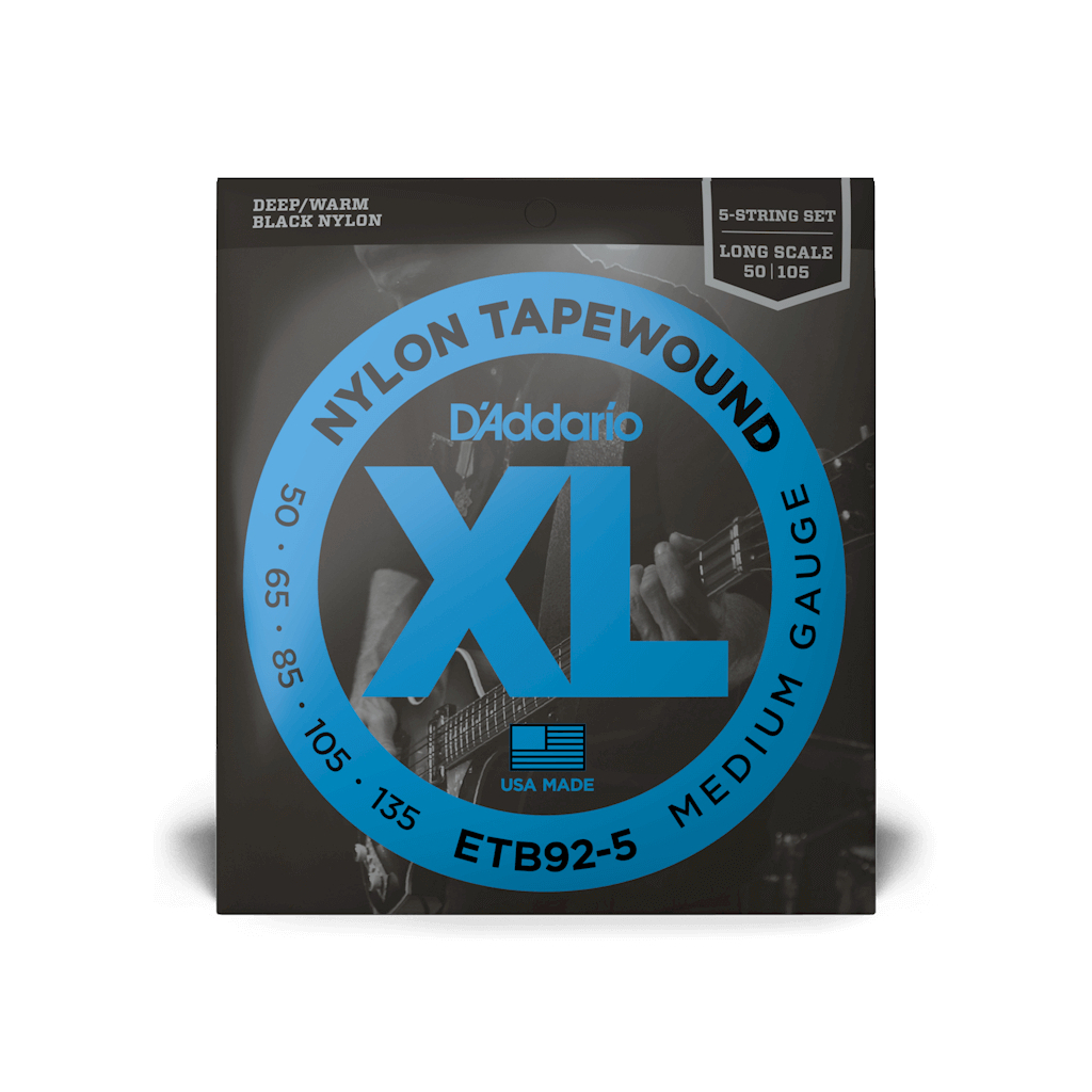 Струни для гітари D'Addario XL Nylon Tapewound 5-String Bass (50-135) (ETB92-5) - зображення 1