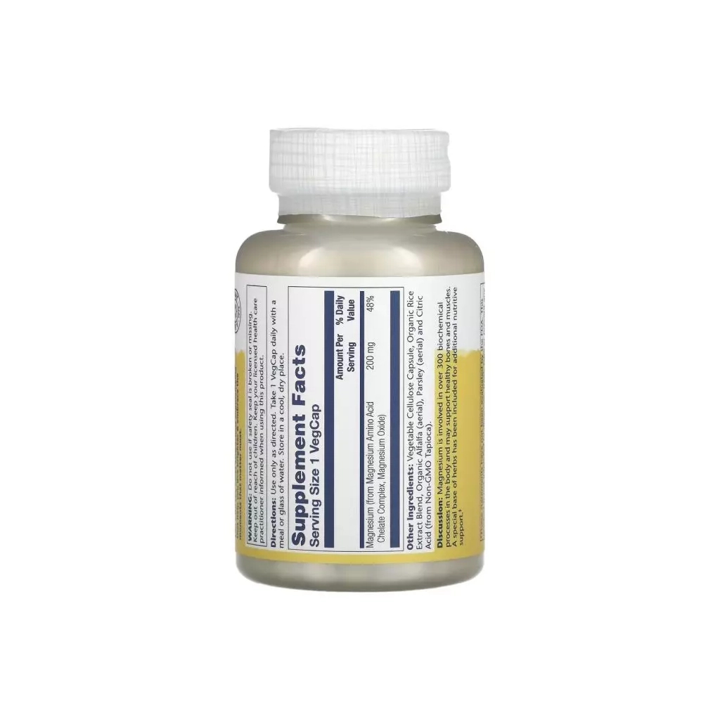 Мінерали Solaray Магній, 200 мг, Magnesium, 100 вегетаріанських капсул (SOR-04630) - зображення 2