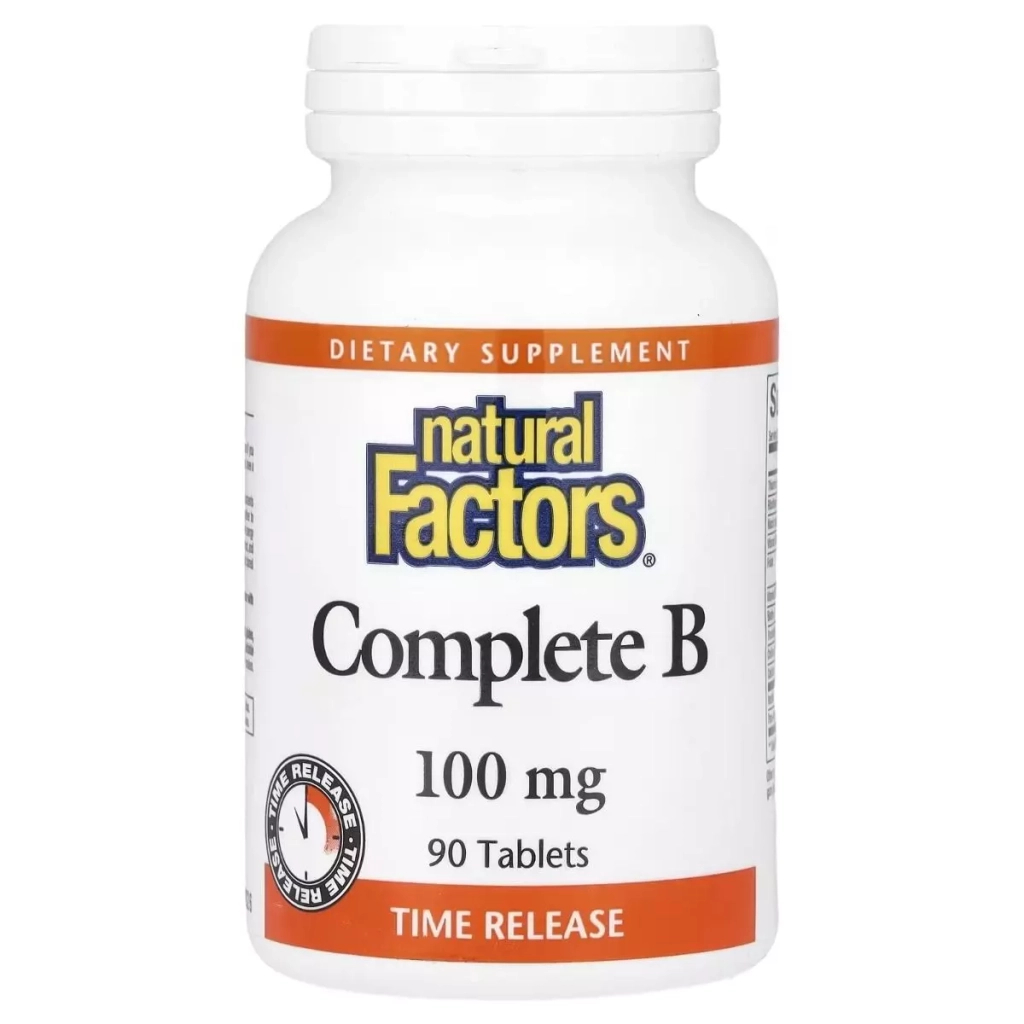 Вітамін Natural Factors Комплекс вітамінів групи B, 100 мг, Complete B, 90 таблеток (NFS-01141) - зображення 1