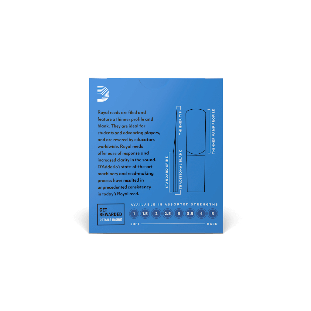Тростина для саксофона D'Addario Royal - Alto Sax #2.5 - 25 Pack (RJB0125-B25) - зображення 3