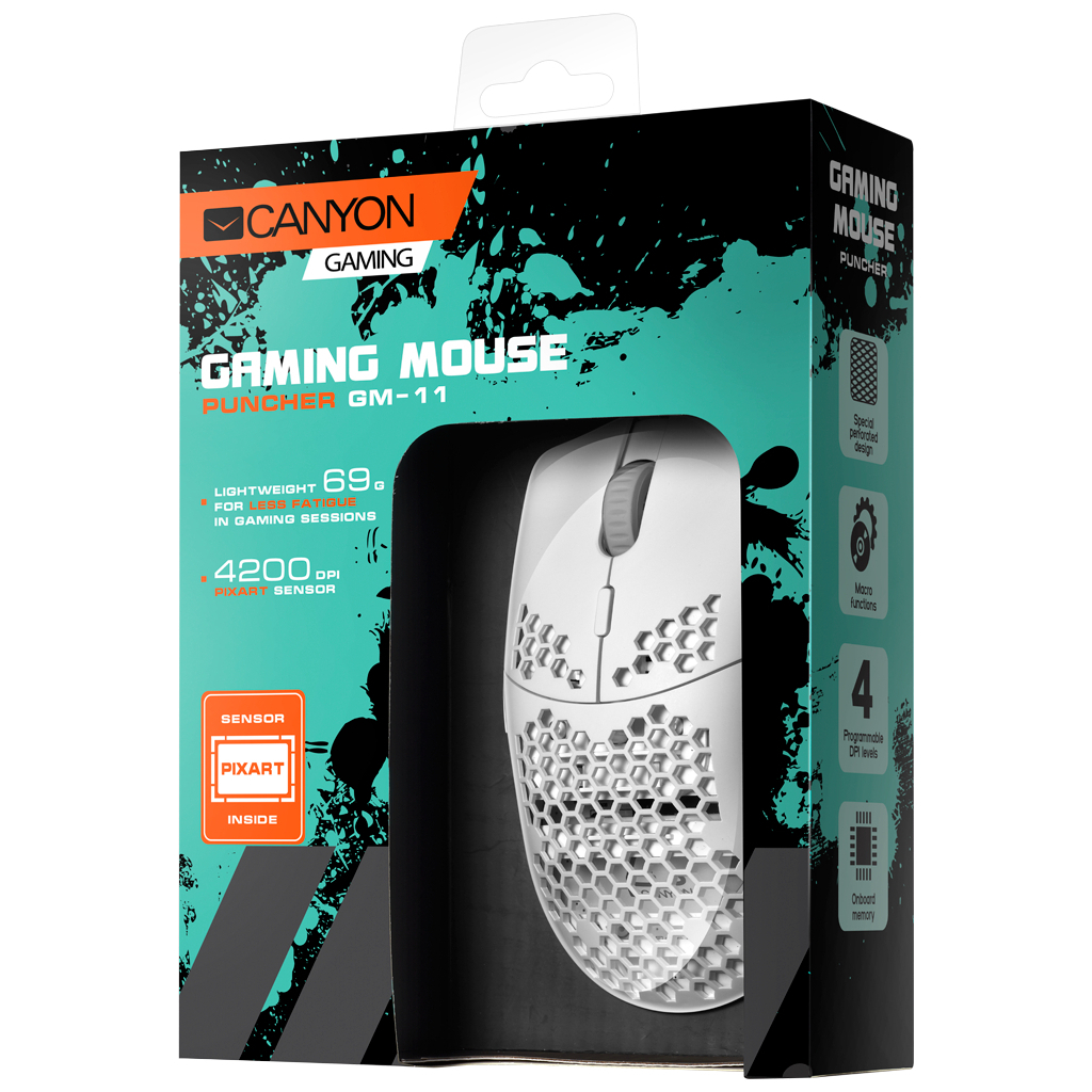 Мишка Canyon Puncher GM-11 USB White (CND-SGM11W) - зображення 6