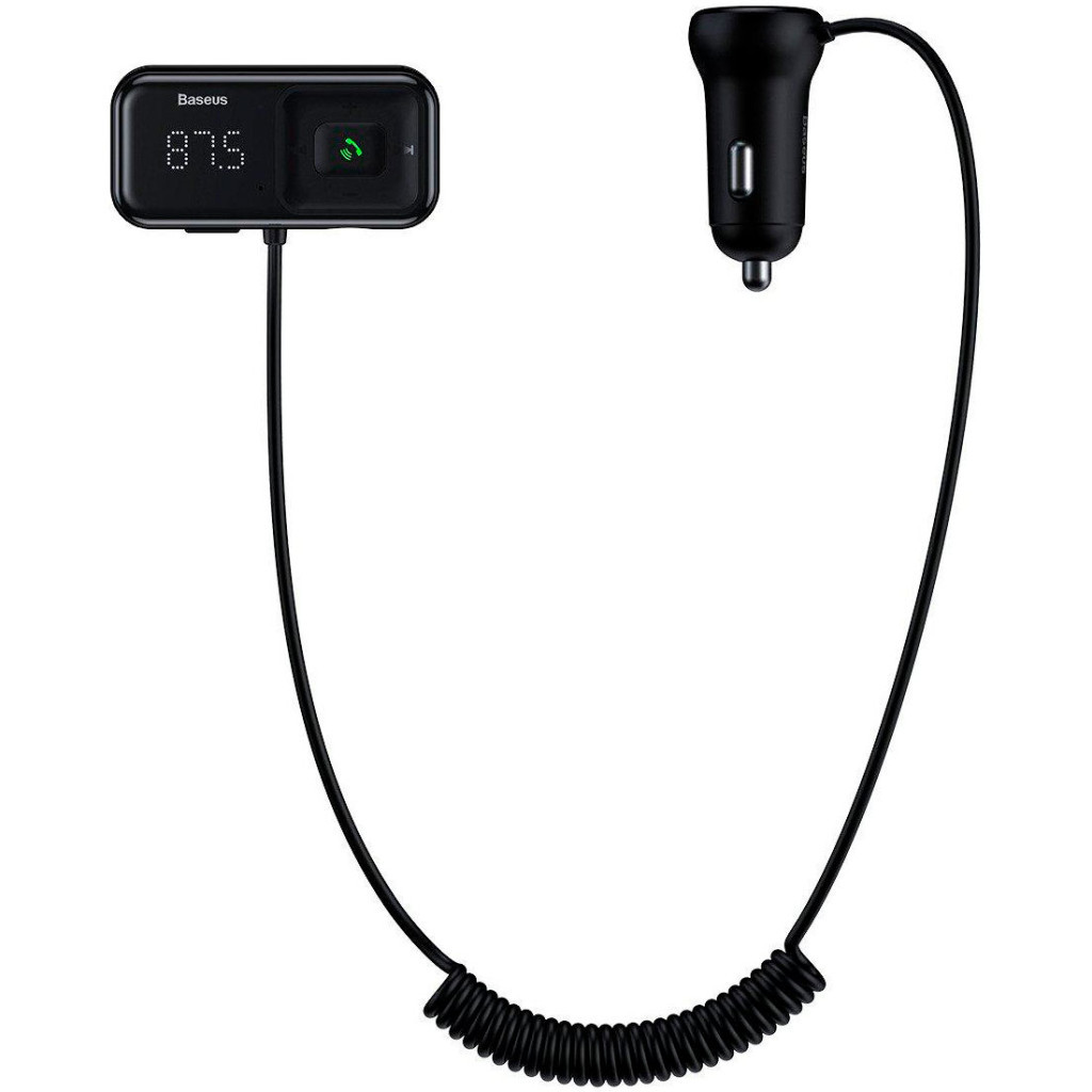 FM модулятор Baseus T Shaped S-16 2 х USB Type-A, microSD, AUX Black (CCMT000201) - изображение 1