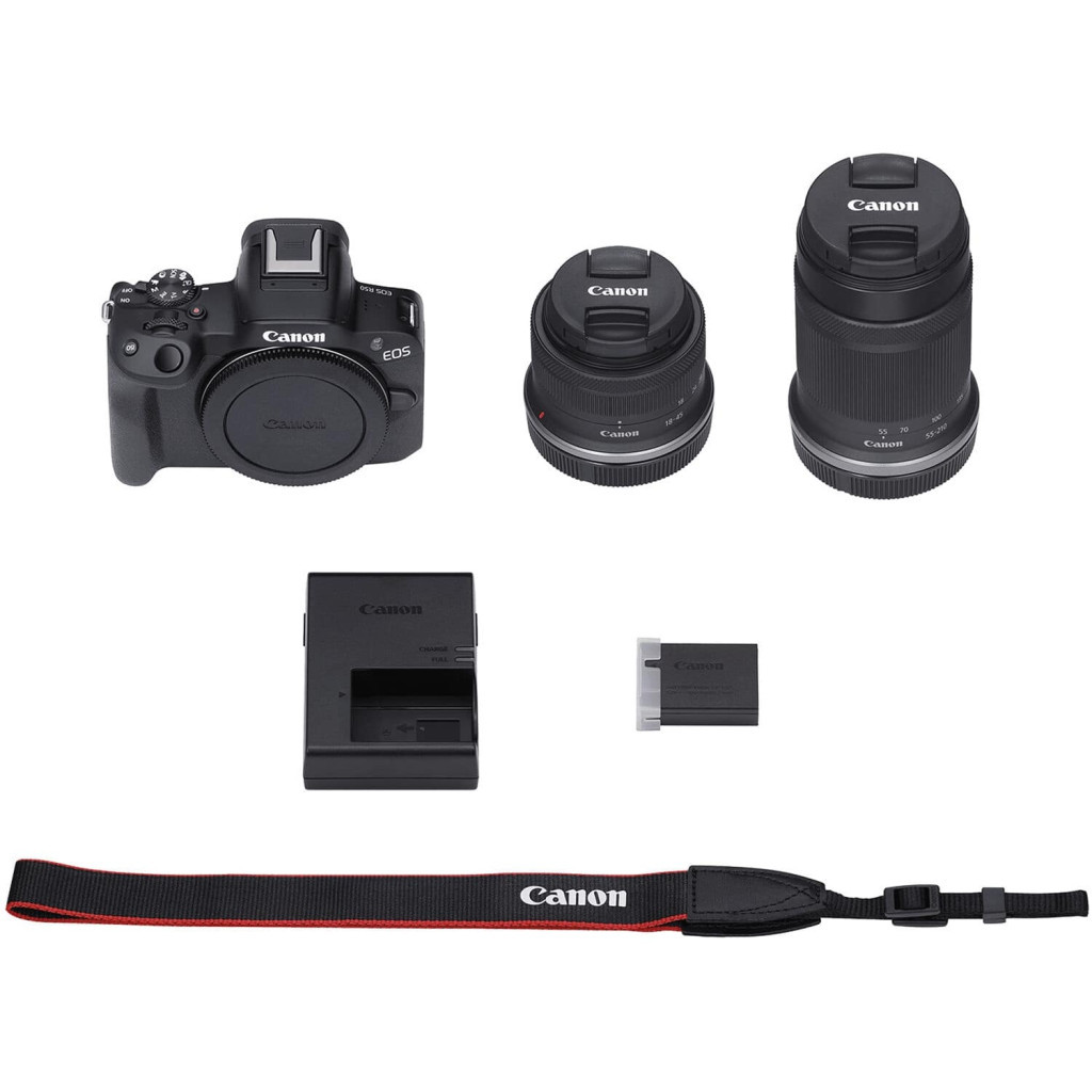 Цифровий фотоапарат Canon EOS R50 RF-S 18-45 IS STM + RF-S 55-210 IS STM Black (5811C034) - зображення 2