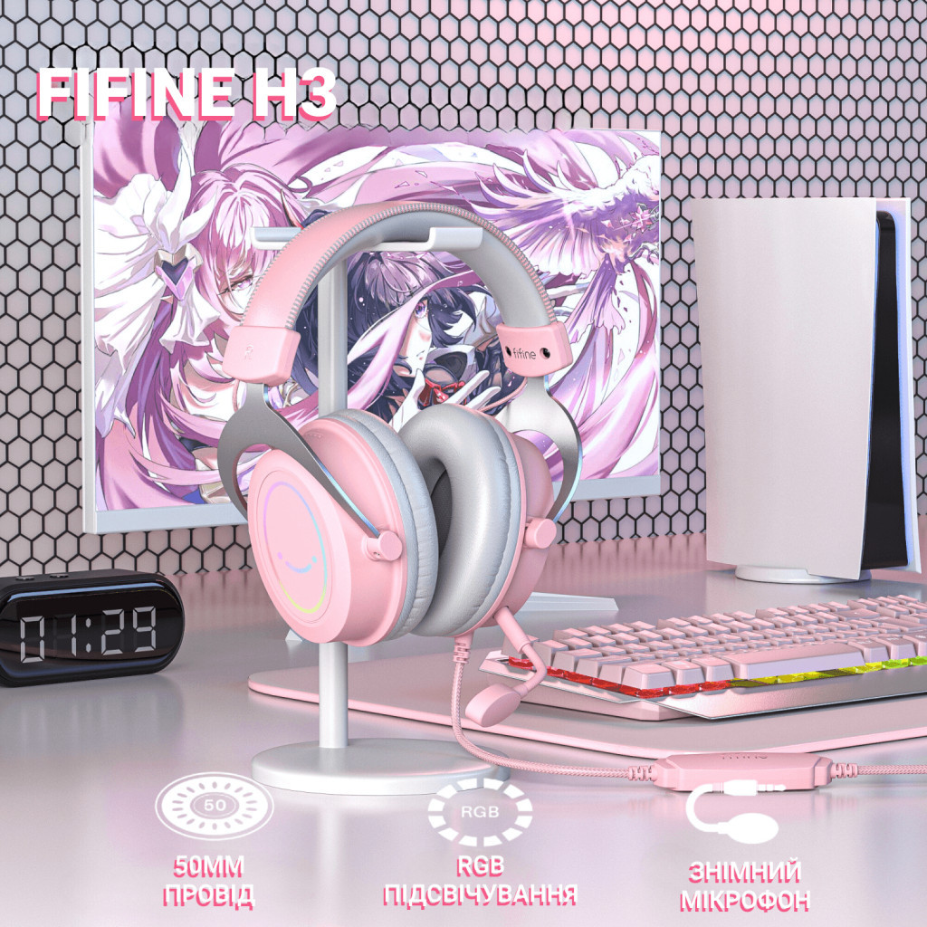 Навушники Fifine H3 RGB Pink (H3P) - зображення 3