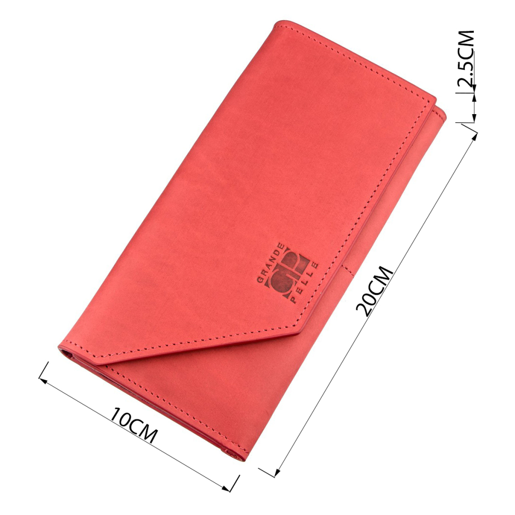 Гаманець Grande Pelle З італійської шкіри Червоний (11216) - зображення 3