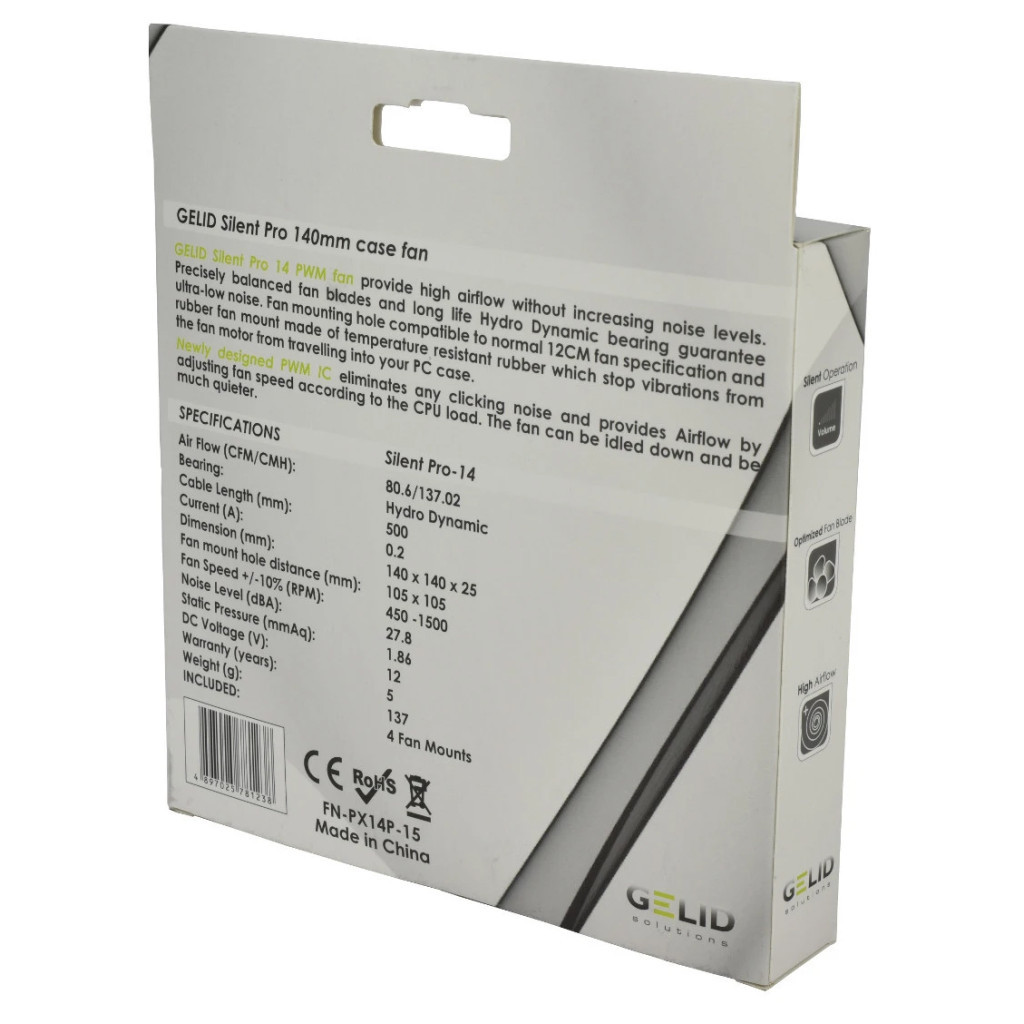 Кулер до корпусу Gelid Solutions Silent PRO 14 PWM 140 mm (FN-PX14-P-15) - зображення 4
