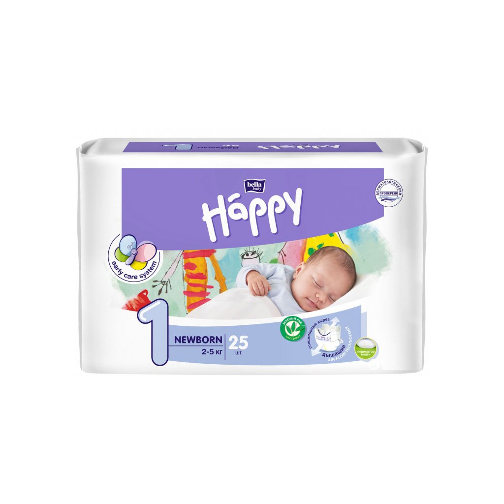 Підгузки Bella Baby Happy Newborn 2-5 кг 25 шт (5900516601805) - зображення 1